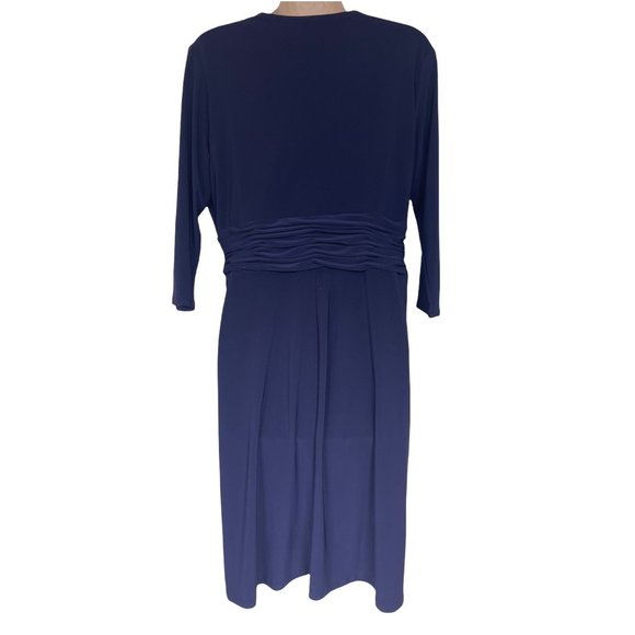 Size 12 NAVY BLUE TWIST/KNOT WAIST RUCHED DRESS Day/Evening Special Occasion - Picture 3 of 3